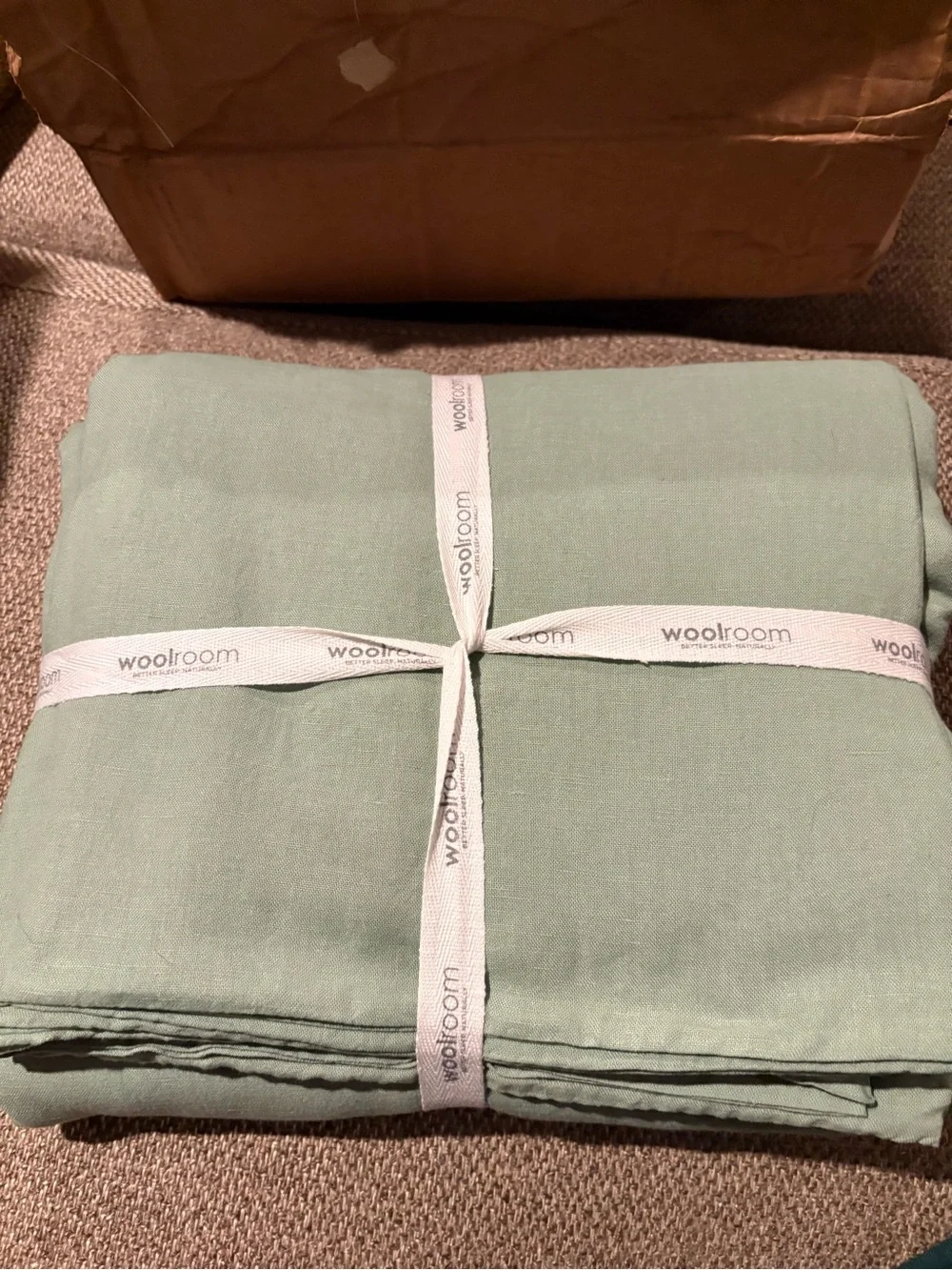 Sage Green Linen/Cotton Duvet Cover - Lightweight Relaxed sz King from Woolroom